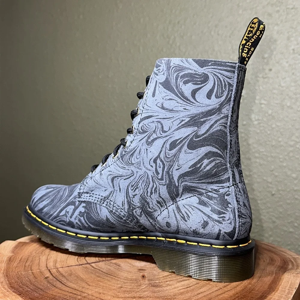 DR. MARTENS 1460 Pascal Marbled Suede Lace Up Boots - Picture 12 of 16